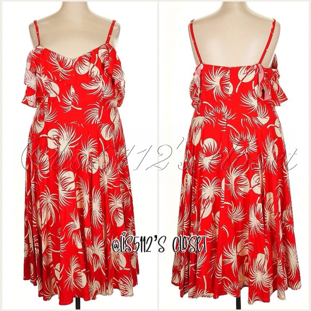 Trashy Diva Hollywood Circle Polka Dot Palm Print Rockabilly Retro Dress Sz 24 - Picture 11 of 13